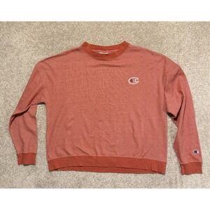 Champion Women's Pink Embroidered Logo Long-Sleeve Top Blouse T-Shirt Size XL